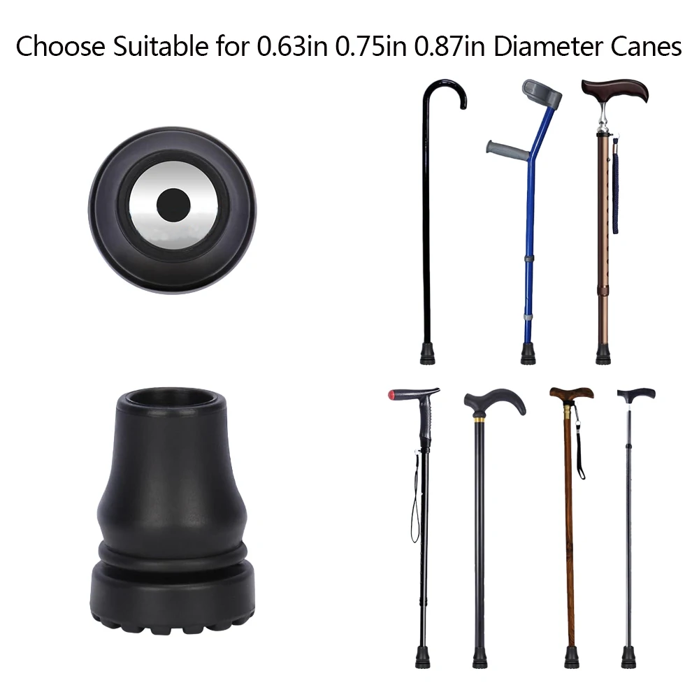 2Pcs Rubber Cane Tips Heavy Duty Walking Cane Tips Anti-Slip Replacement for Canes Walking Sticks Hiking Sticks Seniors Crutches