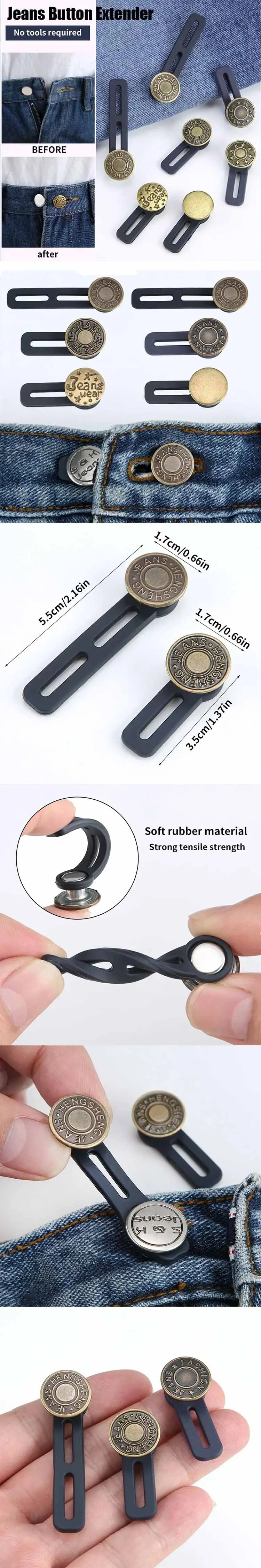 6PCS Jeans and Pants Button Waist Adjustment for DIY Pants Jeans Free Sewing Waist Extenders Buttons for Women and Men NK004