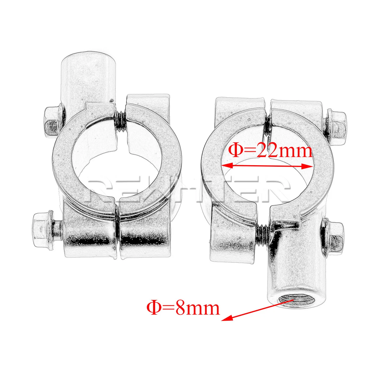 2PCS Black Silver Motorcycle Handlebar Mirror Mount Clamp Rear View Mirror Holder Bracket 22mm 10mm 8mm 10mm 25mm For Harley
