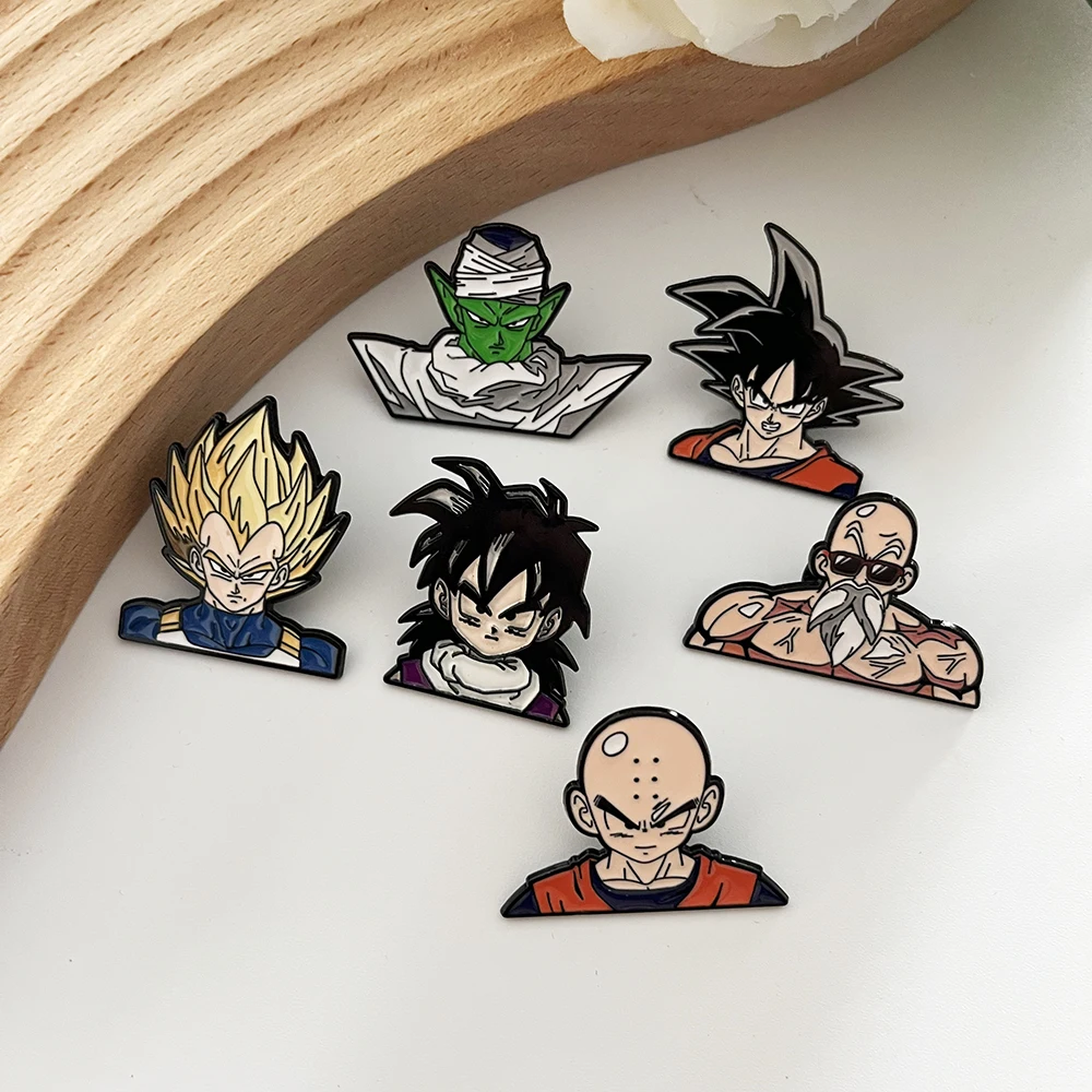 6 Pcs Dragon Ball Goku Character Enamel Pins Set Anime Metal Brooch Badges for Backpack Clothing Cartoon Jewelry Gift