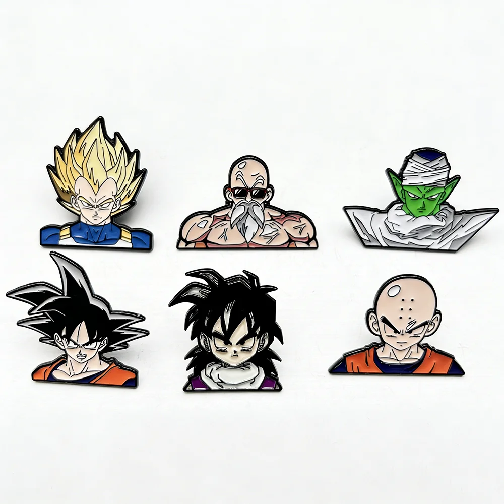 6 Pcs Dragon Ball Goku Character Enamel Pins Set Anime Metal Brooch Badges for Backpack Clothing Cartoon Jewelry Gift