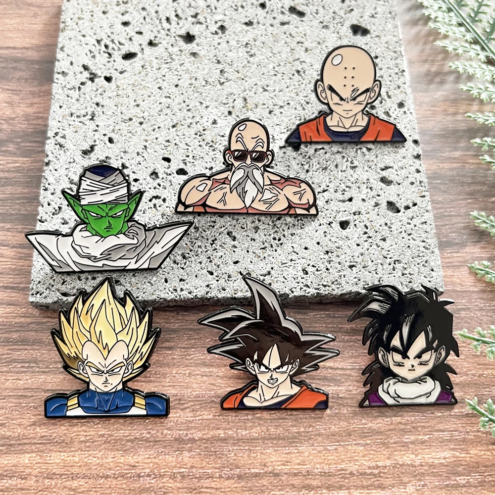 6 Pcs Dragon Ball Goku Character Enamel Pins Set Anime Metal Brooch Badges for Backpack Clothing Cartoon Jewelry Gift