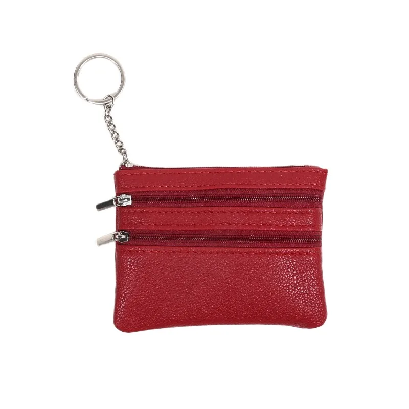 Men Coin Purse Black Pu Leather Double Single Zipper Multi-Function Mobile Phone Coin Purse Fashion Women Mini Wallet 1pc
