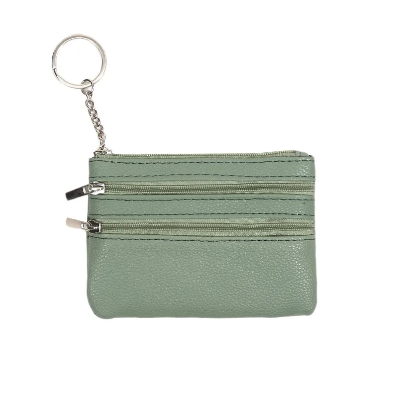 Men Coin Purse Black Pu Leather Double Single Zipper Multi-Function Mobile Phone Coin Purse Fashion Women Mini Wallet 1pc