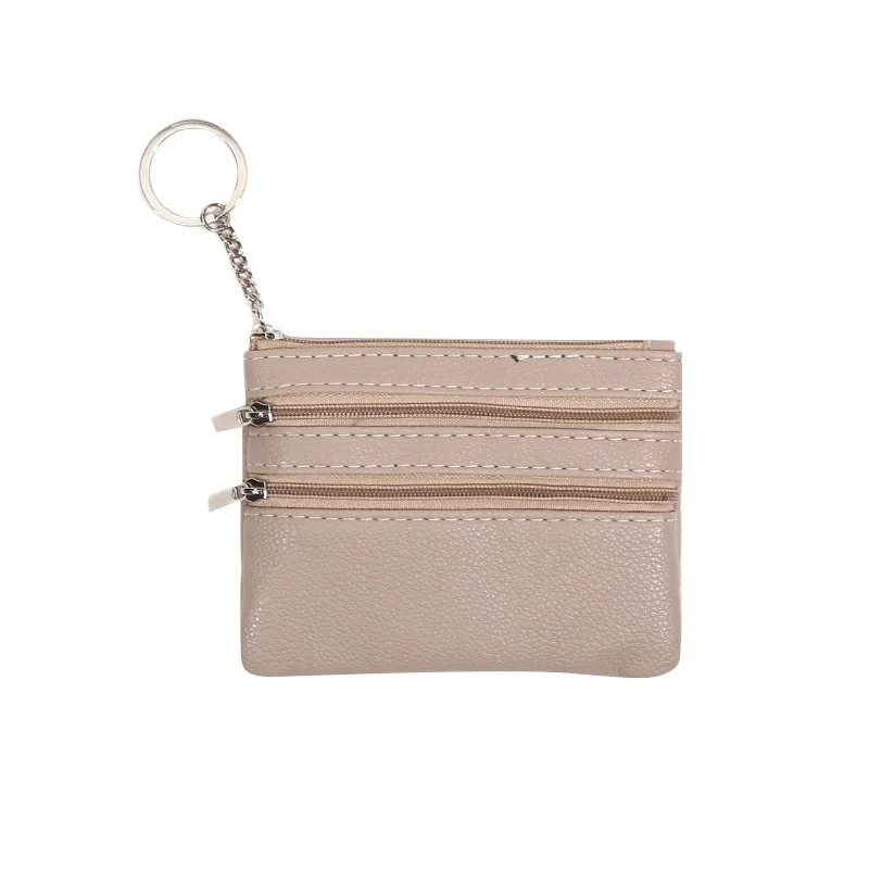 Men Coin Purse Black Pu Leather Double Single Zipper Multi-Function Mobile Phone Coin Purse Fashion Women Mini Wallet 1pc