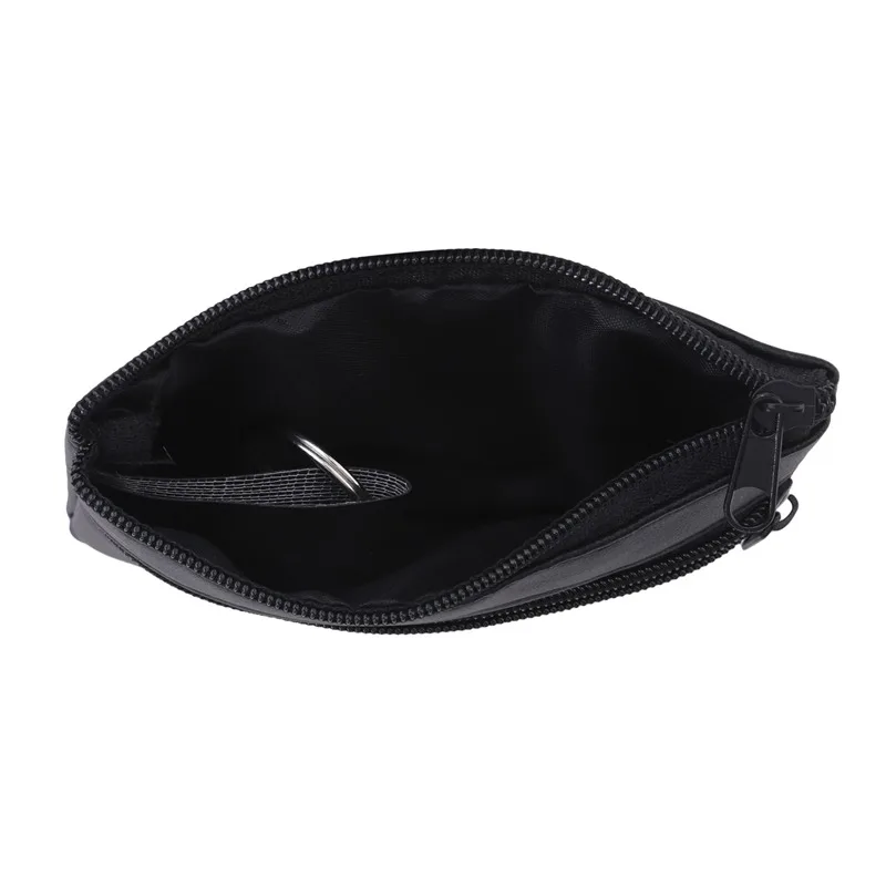 Men Coin Purse Black Pu Leather Double Single Zipper Multi-Function Mobile Phone Coin Purse Fashion Women Mini Wallet 1pc