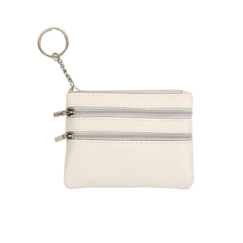Men Coin Purse Black Pu Leather Double Single Zipper Multi-Function Mobile Phone Coin Purse Fashion Women Mini Wallet 1pc