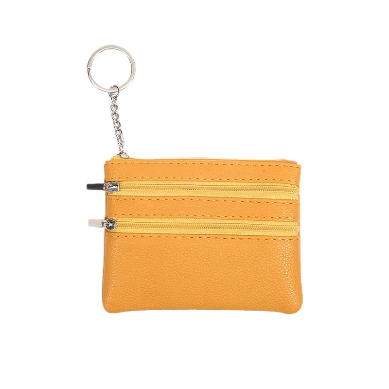 Men Coin Purse Black Pu Leather Double Single Zipper Multi-Function Mobile Phone Coin Purse Fashion Women Mini Wallet 1pc