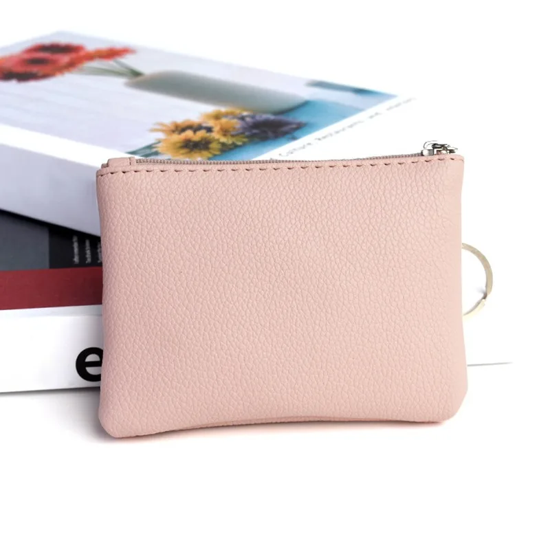 Men Coin Purse Black Pu Leather Double Single Zipper Multi-Function Mobile Phone Coin Purse Fashion Women Mini Wallet 1pc