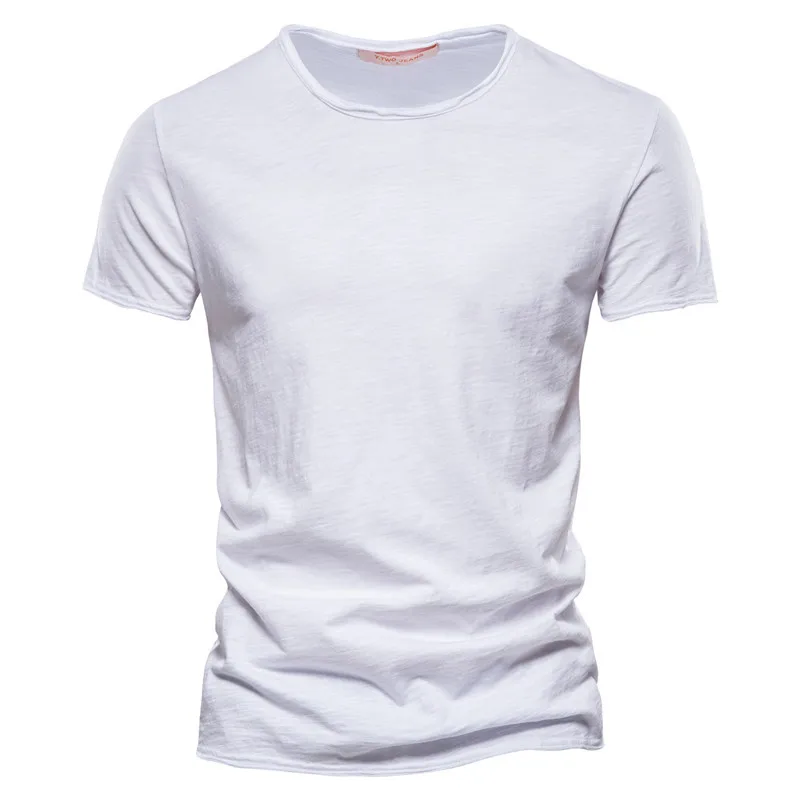 AIOPESON100% Cotton Men T-shirt V-neck Fashion Design Slim Fit Soild T-shirts Male Tops Tees Short Sleeve T Shirt O-neck For Men