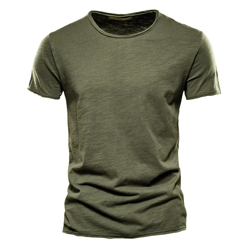 AIOPESON100% Cotton Men T-shirt V-neck Fashion Design Slim Fit Soild T-shirts Male Tops Tees Short Sleeve T Shirt O-neck For Men