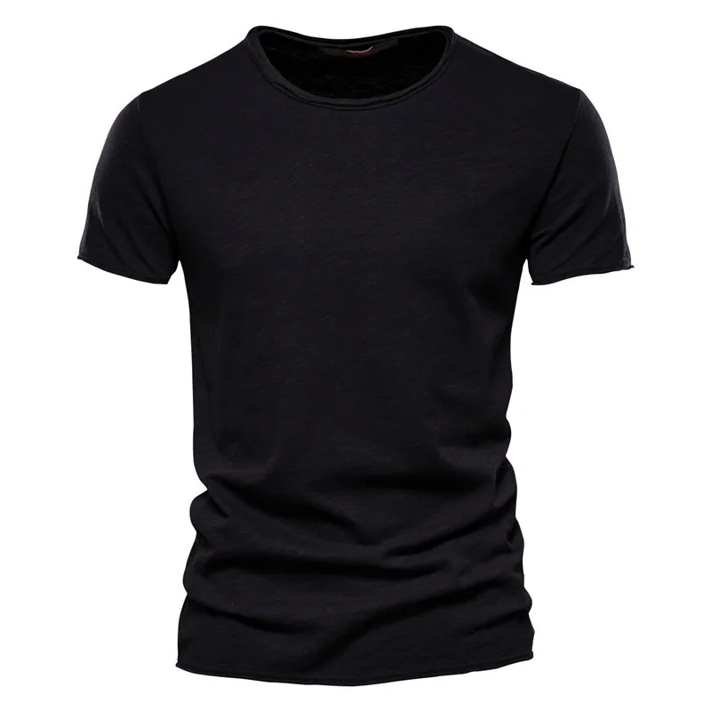 AIOPESON100% Cotton Men T-shirt V-neck Fashion Design Slim Fit Soild T-shirts Male Tops Tees Short Sleeve T Shirt O-neck For Men