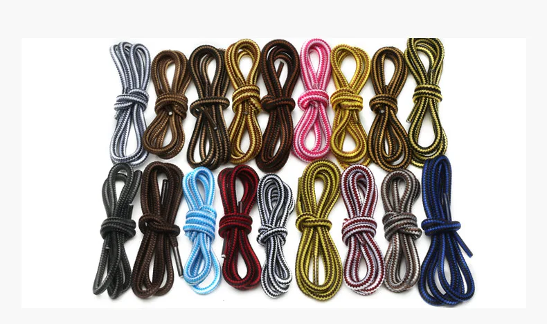 1 Pair 4mm Two-color Striped Round Color Polyester Shoelaces For Work Shoes Martin Boots Leather Boots Shoe Laces 100/120/150CM