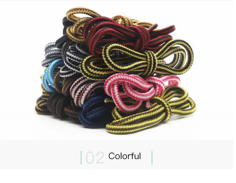 1 Pair 4mm Two-color Striped Round Color Polyester Shoelaces For Work Shoes Martin Boots Leather Boots Shoe Laces 100/120/150CM