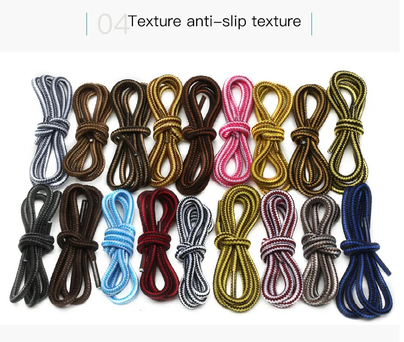 1 Pair 4mm Two-color Striped Round Color Polyester Shoelaces For Work Shoes Martin Boots Leather Boots Shoe Laces 100/120/150CM