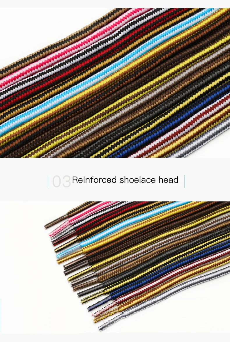 1 Pair 4mm Two-color Striped Round Color Polyester Shoelaces For Work Shoes Martin Boots Leather Boots Shoe Laces 100/120/150CM