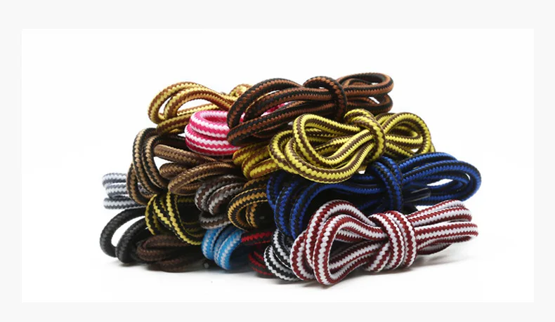 1 Pair 4mm Two-color Striped Round Color Polyester Shoelaces For Work Shoes Martin Boots Leather Boots Shoe Laces 100/120/150CM