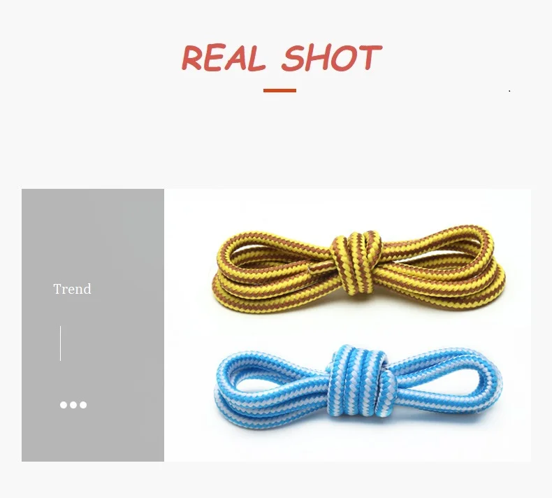 1 Pair 4mm Two-color Striped Round Color Polyester Shoelaces For Work Shoes Martin Boots Leather Boots Shoe Laces 100/120/150CM