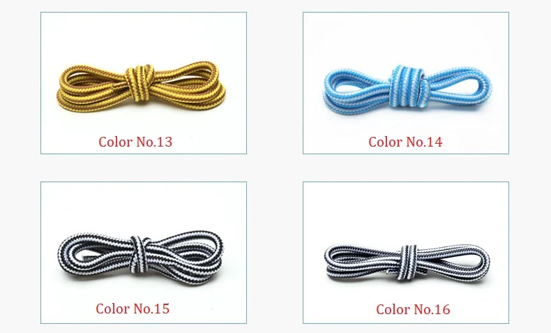 1 Pair 4mm Two-color Striped Round Color Polyester Shoelaces For Work Shoes Martin Boots Leather Boots Shoe Laces 100/120/150CM
