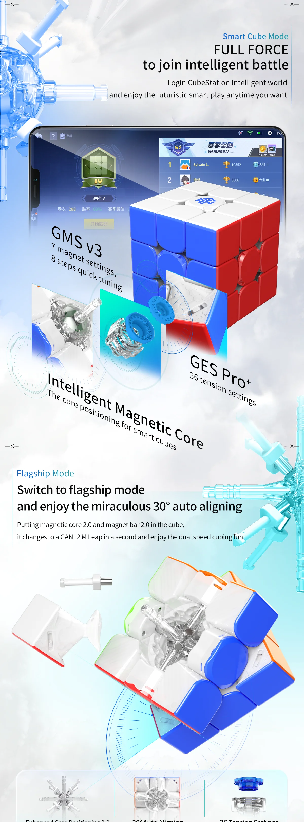[Picube] GAN 12 Maglev UV Magnetic Magic Cube 3x3x3 Cubes Stickerless Gan12 Maglev Leap Magnets Puzzle Speed Cubes GAN12Maglev