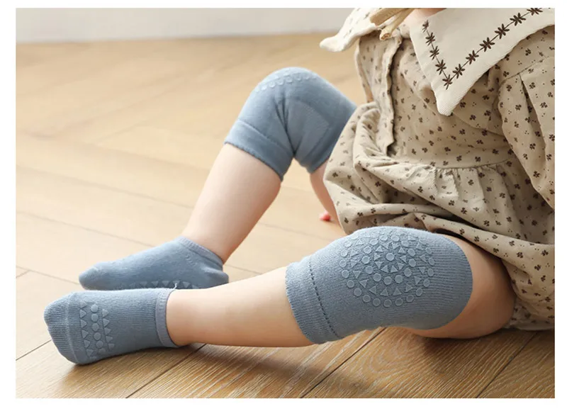 Baby Knee Pads Socks Set for Girls Boys Summer Solid Color Anti Slip Socks Kid Crawling Safety Floor Sock Leg Knee Protector