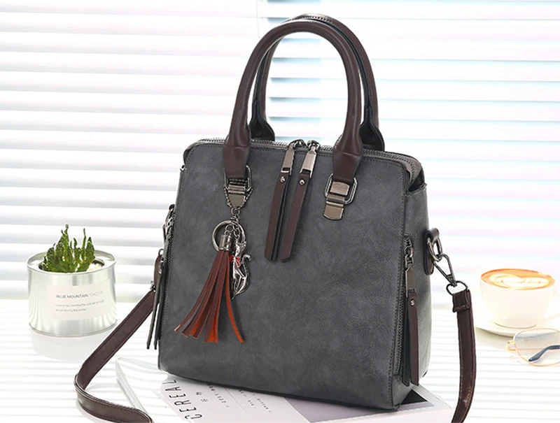 Vintage PU Leather Ladies HandBags Women Messenger Bags TotesTassel Designer Crossbody Shoulder Bag Boston Hand Bags Hot Sale