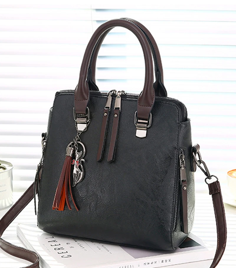 Vintage PU Leather Ladies HandBags Women Messenger Bags TotesTassel Designer Crossbody Shoulder Bag Boston Hand Bags Hot Sale