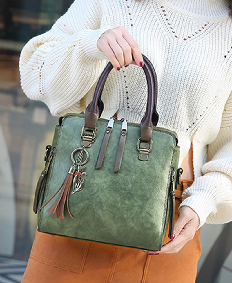 Vintage PU Leather Ladies HandBags Women Messenger Bags TotesTassel Designer Crossbody Shoulder Bag Boston Hand Bags Hot Sale