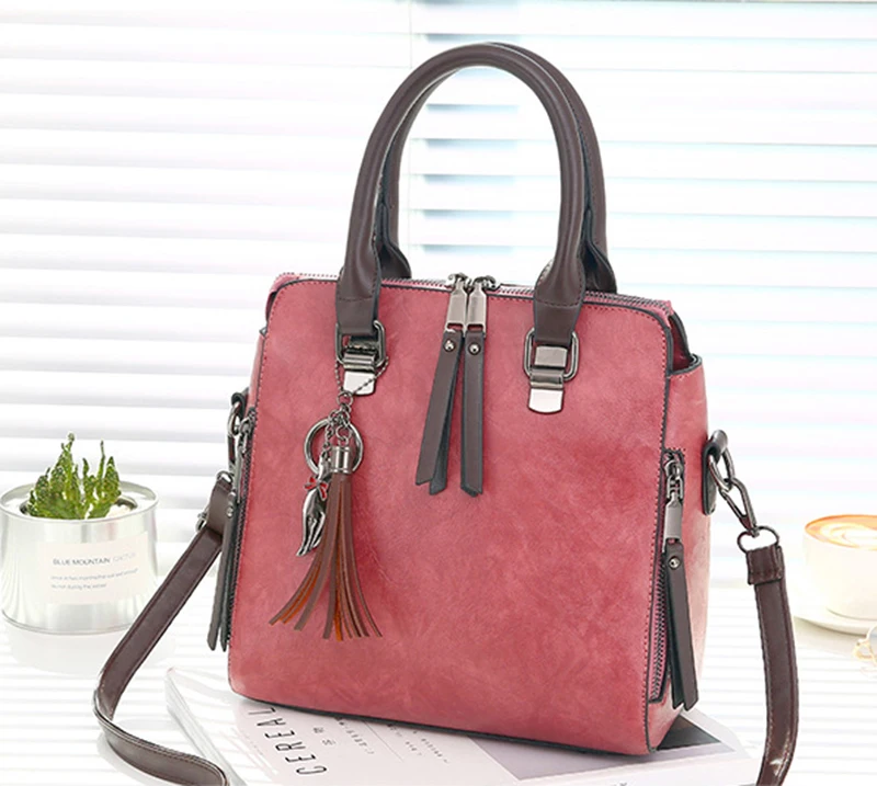 Vintage PU Leather Ladies HandBags Women Messenger Bags TotesTassel Designer Crossbody Shoulder Bag Boston Hand Bags Hot Sale