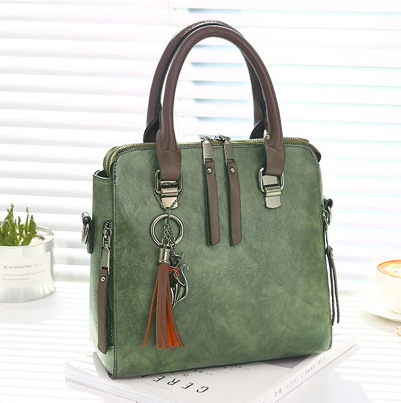 Vintage PU Leather Ladies HandBags Women Messenger Bags TotesTassel Designer Crossbody Shoulder Bag Boston Hand Bags Hot Sale
