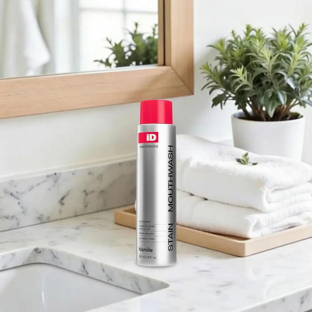 Hismile ID Stain Whitening Mouthwash Gentle Fresh Breath Remove Plaque Stains Enamel Safe No Sensitivity Home Oral Care