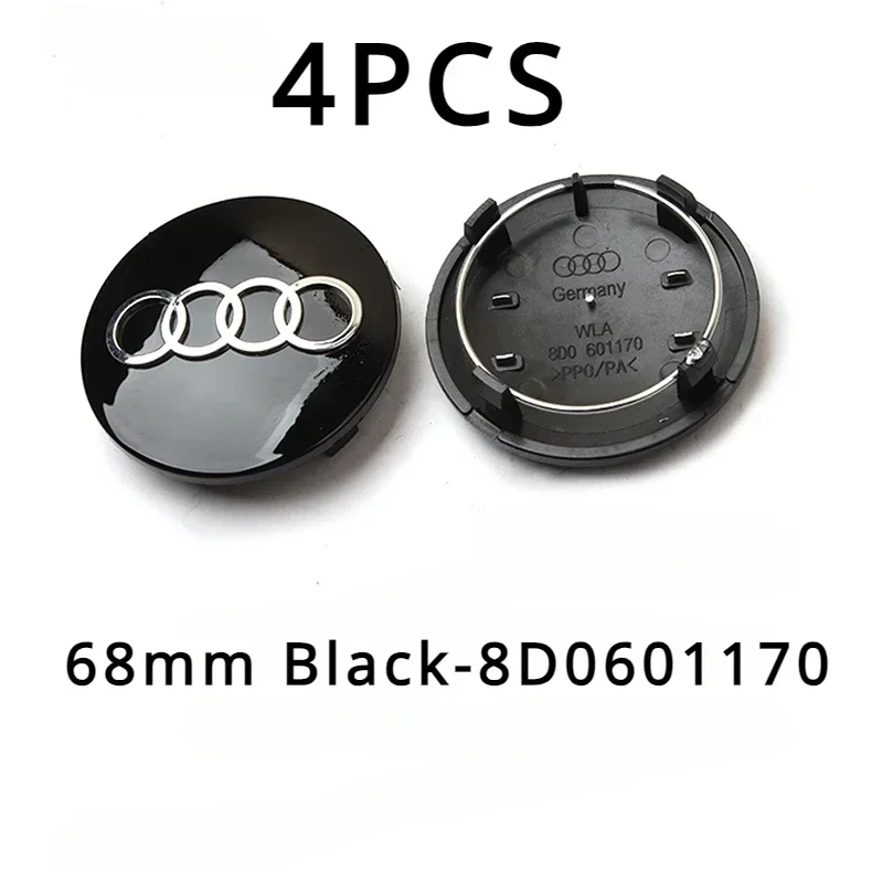 4pcs For Audi A3 A4 A5 A6 A7 A8 S4 S6 A1 A2 Q5 Suitable 60mm 61mm 68mm 69mm Automotive Wheel Hub Center Cover Replacement Badge