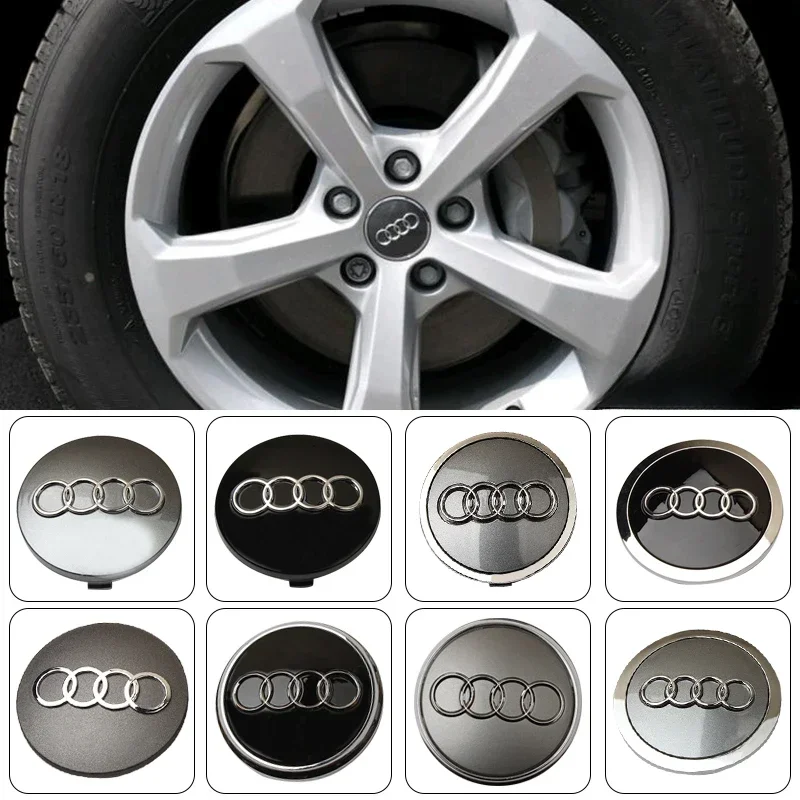 4pcs For Audi A3 A4 A5 A6 A7 A8 S4 S6 A1 A2 Q5 Suitable 60mm 61mm 68mm 69mm Automotive Wheel Hub Center Cover Replacement Badge