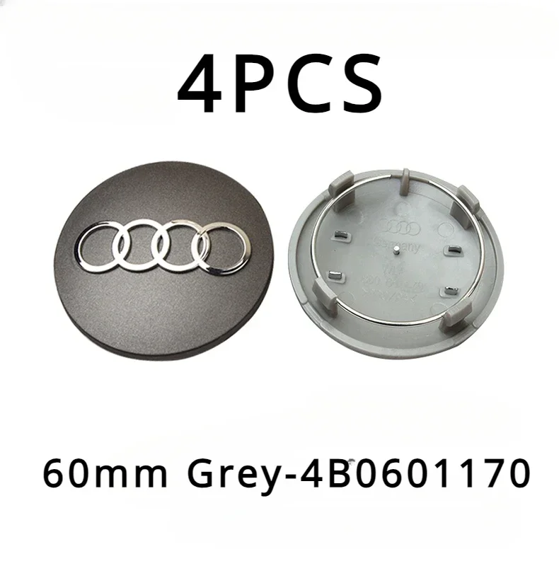 4pcs For Audi A3 A4 A5 A6 A7 A8 S4 S6 A1 A2 Q5 Suitable 60mm 61mm 68mm 69mm Automotive Wheel Hub Center Cover Replacement Badge
