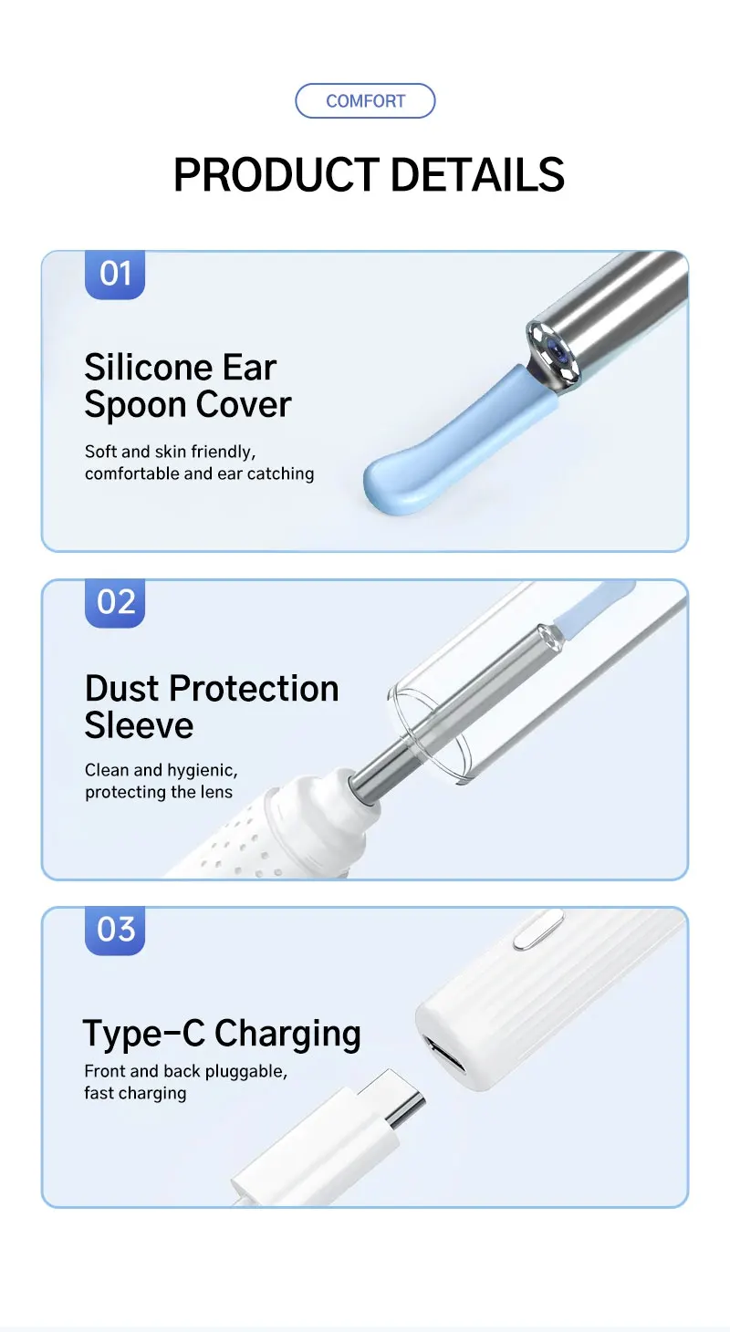 2026 New Upgrade Visual Ear Wax Cleaner Camera Safe Earwax Removal Endoscope with 5M Camera Ear Cleaning Tools Ear Care