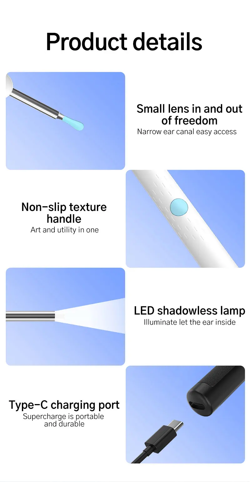 2026 New Upgrade Visual Ear Wax Cleaner Camera Safe Earwax Removal Endoscope with 5M Camera Ear Cleaning Tools Ear Care