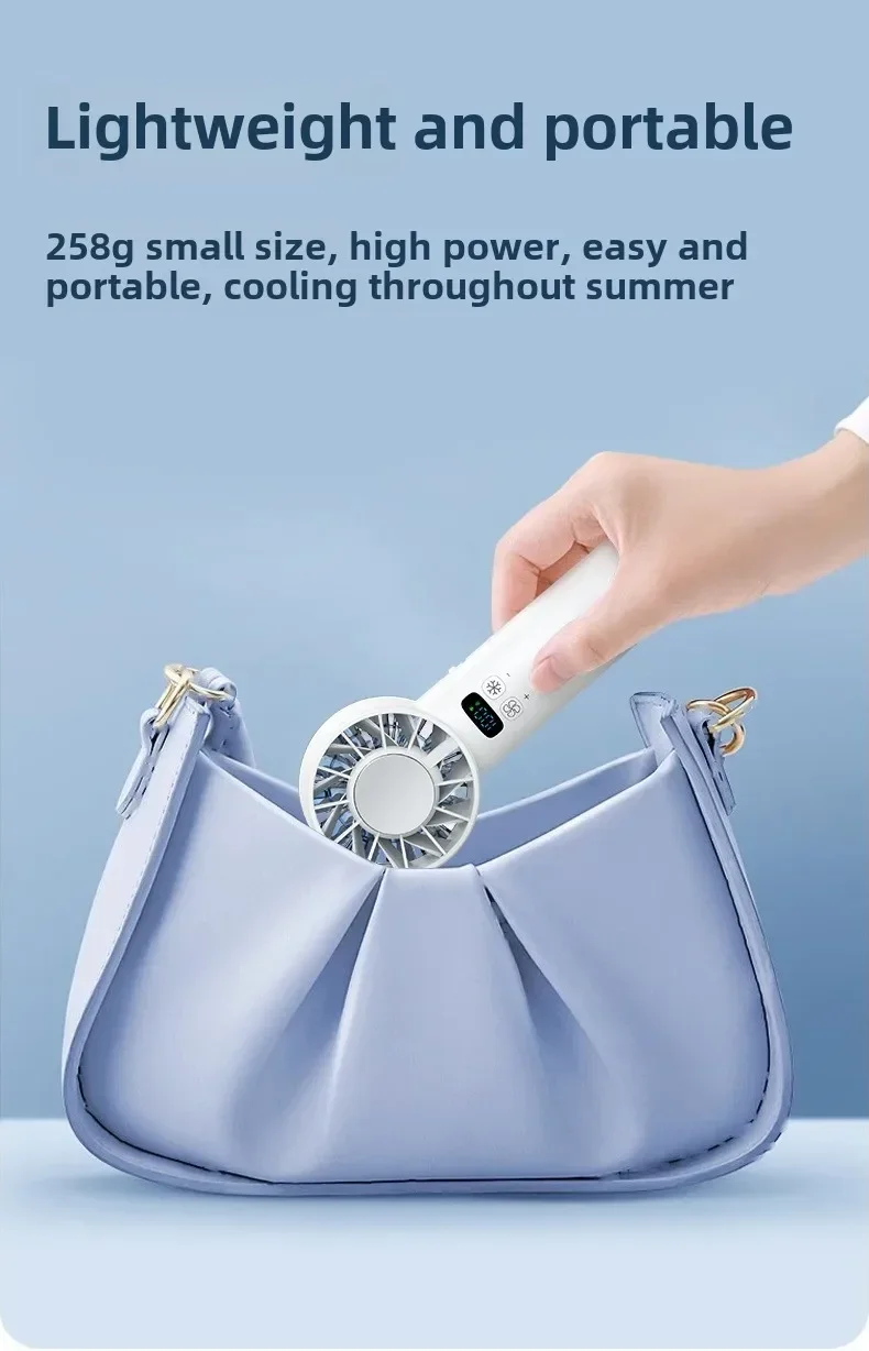 5200mAh Portable Handheld Fan with Double Ice Cooling, High-Speed Rechargeable USB Fan, Foldable Design