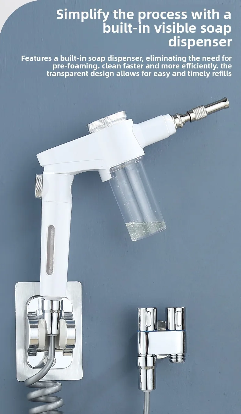Multifunctional High Pressure Foam Spray Gun Dual Nozzle Water Sprayer for Car Wash Garden Irrigation Toilet Clean Pet Bath