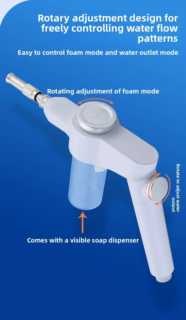 Multifunctional High Pressure Foam Spray Gun Dual Nozzle Water Sprayer for Car Wash Garden Irrigation Toilet Clean Pet Bath