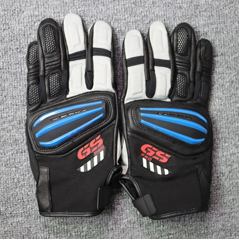 4 Color Motorcycle Rallye 3 GS Leather Gloves For BMW Motorrad Guantes Motorbike Scooter Black Blue Luvas Unisex Mens