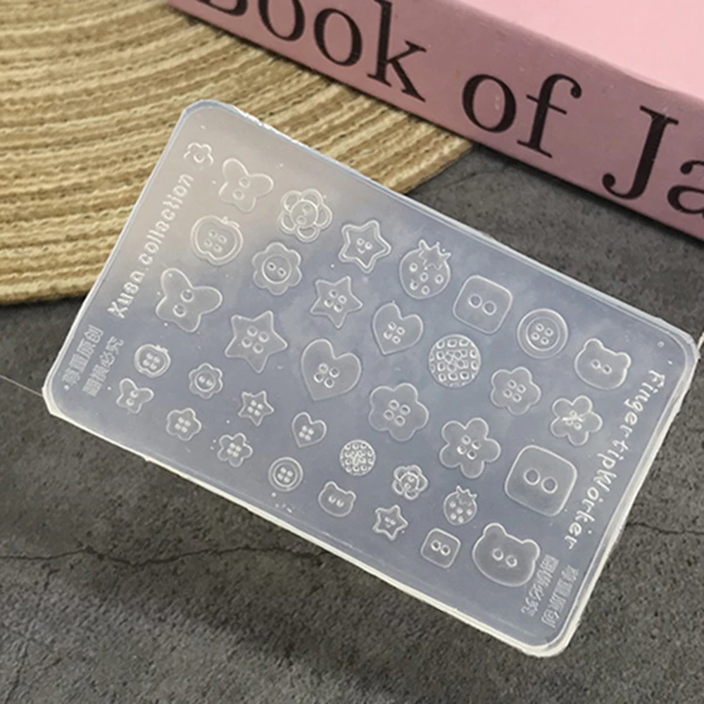 Manicure Multi Shapes Button Small Model 3D Buttons Nail Art Mold Silicone Cute Nail Charms Tool Women DIY Resin Buckle Supplies