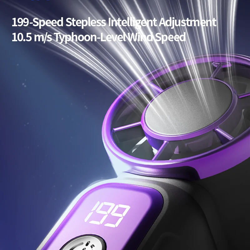 Super Mini Rechargeable Handheld Fan Powerful Wind Ultra-Quiet Fan Digital Display Portable Small Fan