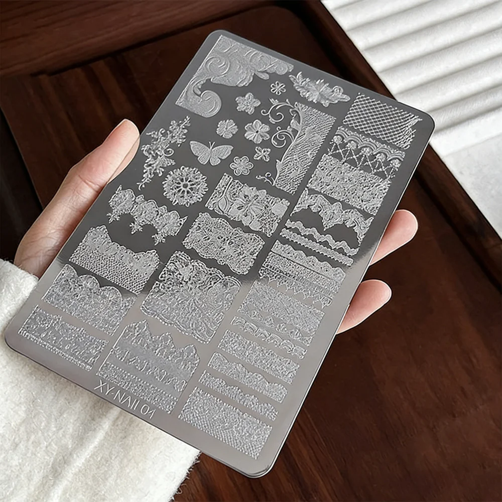 1 Sheet Elegant Lace Nail Art Stamping Plate Vintage Floral & Butterfly Pattern Nail Stencil Reusable Steel Nail Stamp Template#