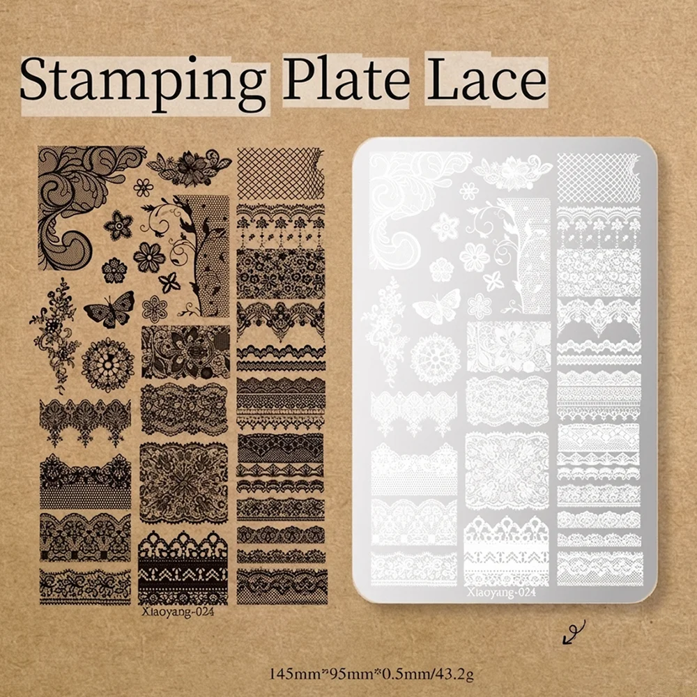 1 Sheet Elegant Lace Nail Art Stamping Plate Vintage Floral & Butterfly Pattern Nail Stencil Reusable Steel Nail Stamp Template#
