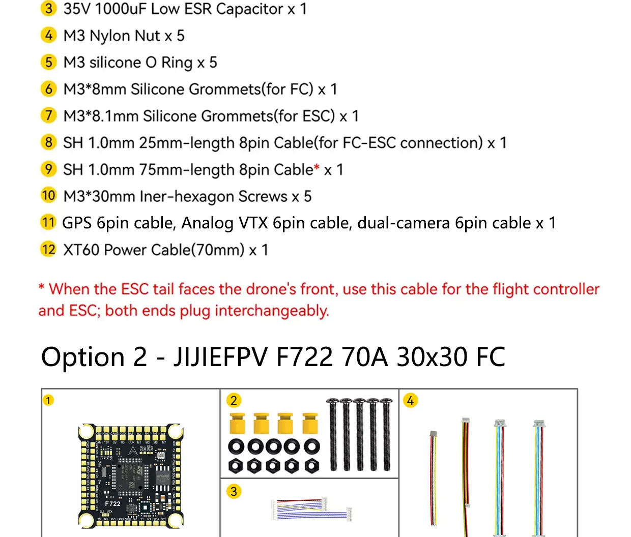 JIJIEFPV F722 70A Stack ICM42688P F722 Flight Controller BLHELI_S 70A 4in1 ESC 30.5X30.5mm 3-8S for FPV Freestyle Drones Parts