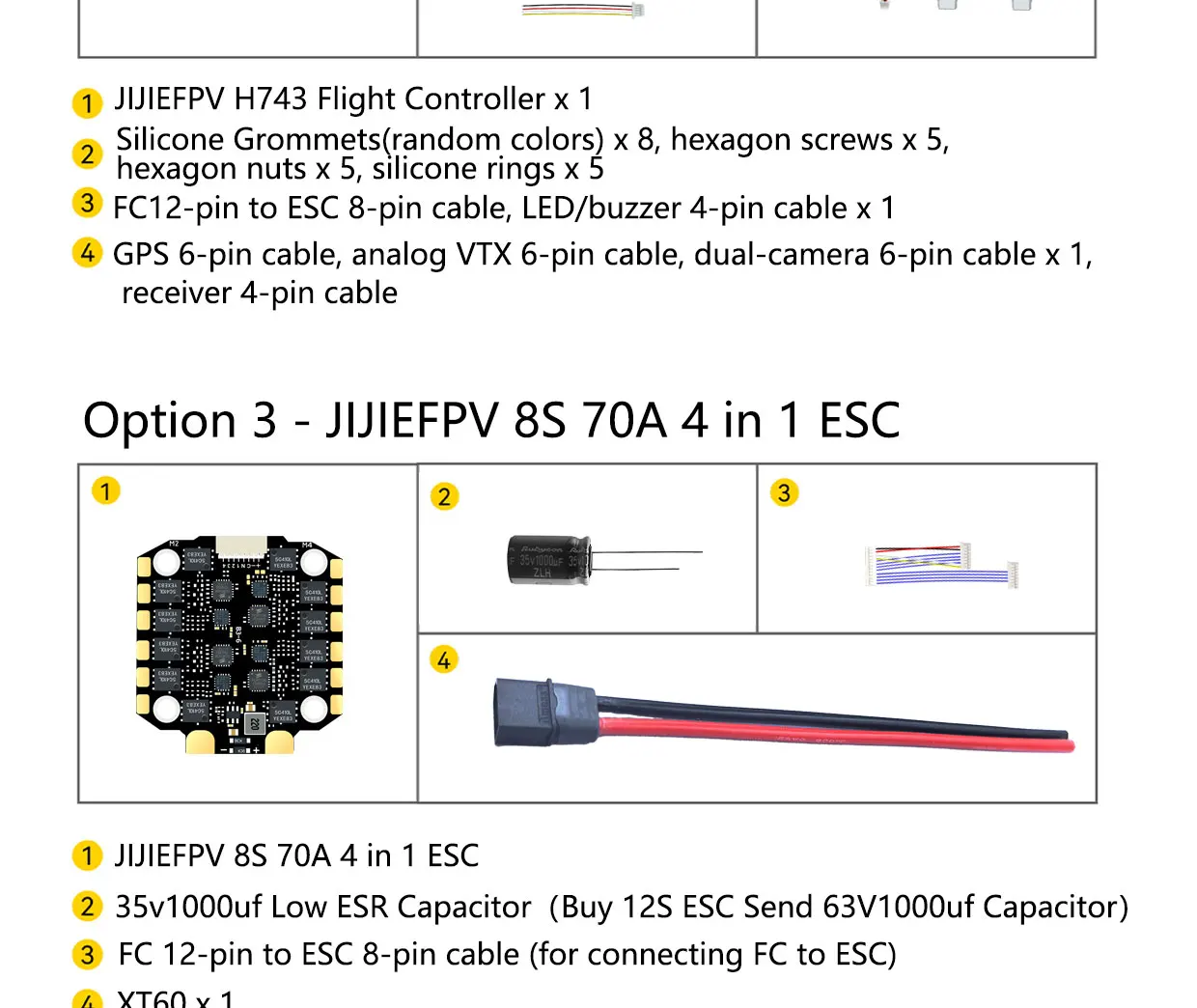 JIJIEFPV F722 70A Stack ICM42688P F722 Flight Controller BLHELI_S 70A 4in1 ESC 30.5X30.5mm 3-8S for FPV Freestyle Drones Parts