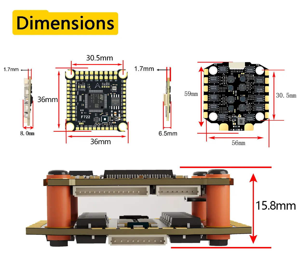 JIJIEFPV F722 70A Stack ICM42688P F722 Flight Controller BLHELI_S 70A 4in1 ESC 30.5X30.5mm 3-8S for FPV Freestyle Drones Parts