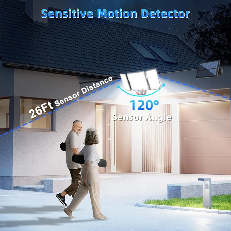 Outdoor LED Solar Light Super Bright Motion Sensor Strong Power LED Garden Wall Lamp IP65 Waterproof 3 Working Mode Porch Lights