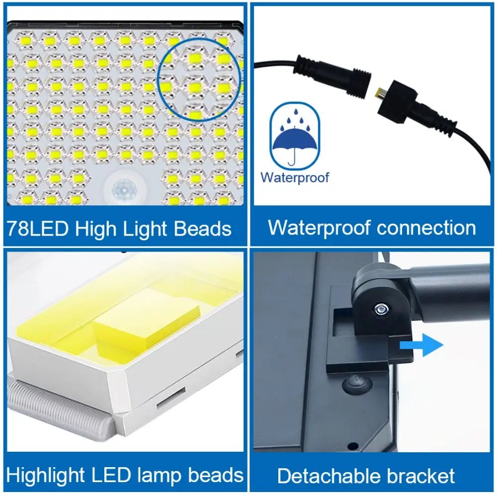 Outdoor LED Solar Light Super Bright Motion Sensor Strong Power LED Garden Wall Lamp IP65 Waterproof 3 Working Mode Porch Lights