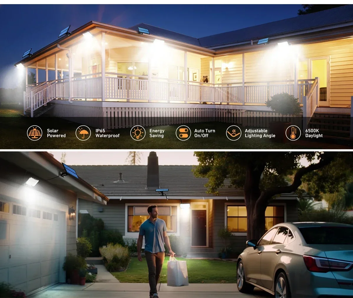Outdoor LED Solar Light Super Bright Motion Sensor Strong Power LED Garden Wall Lamp IP65 Waterproof 3 Working Mode Porch Lights